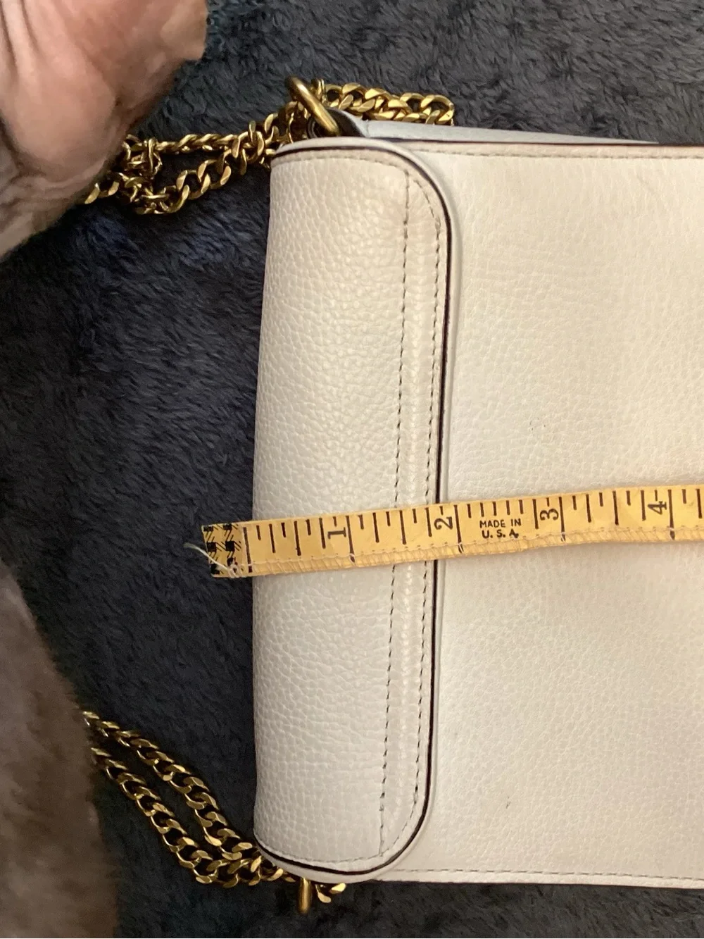Tory Burch Cream Leather Chain Mini Shoulder Bag with Gold Hardware